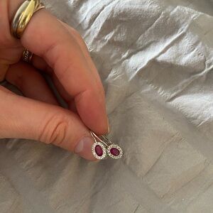 14k white gold ruby snd Diamond earrings